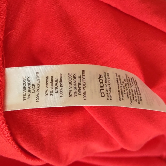 Chicos off the shoulder red dress sz 1 - Picture 5 of 6